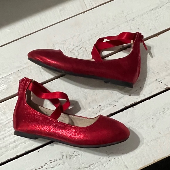Cat & Jack Shoes Cat Jack Toddler Girls 1 Red Glitter Ballet Flats Poshmark
